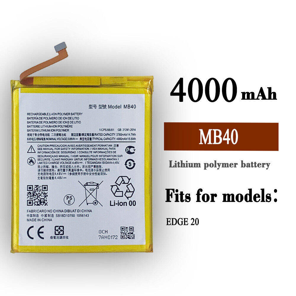 Replacement Battery for Motorola Moto Edge 20 (XT2143), MB40