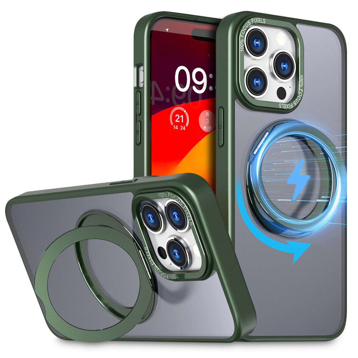 Magnetic MagSafe Case with Ring Holder for iPhone 15 Pro Max