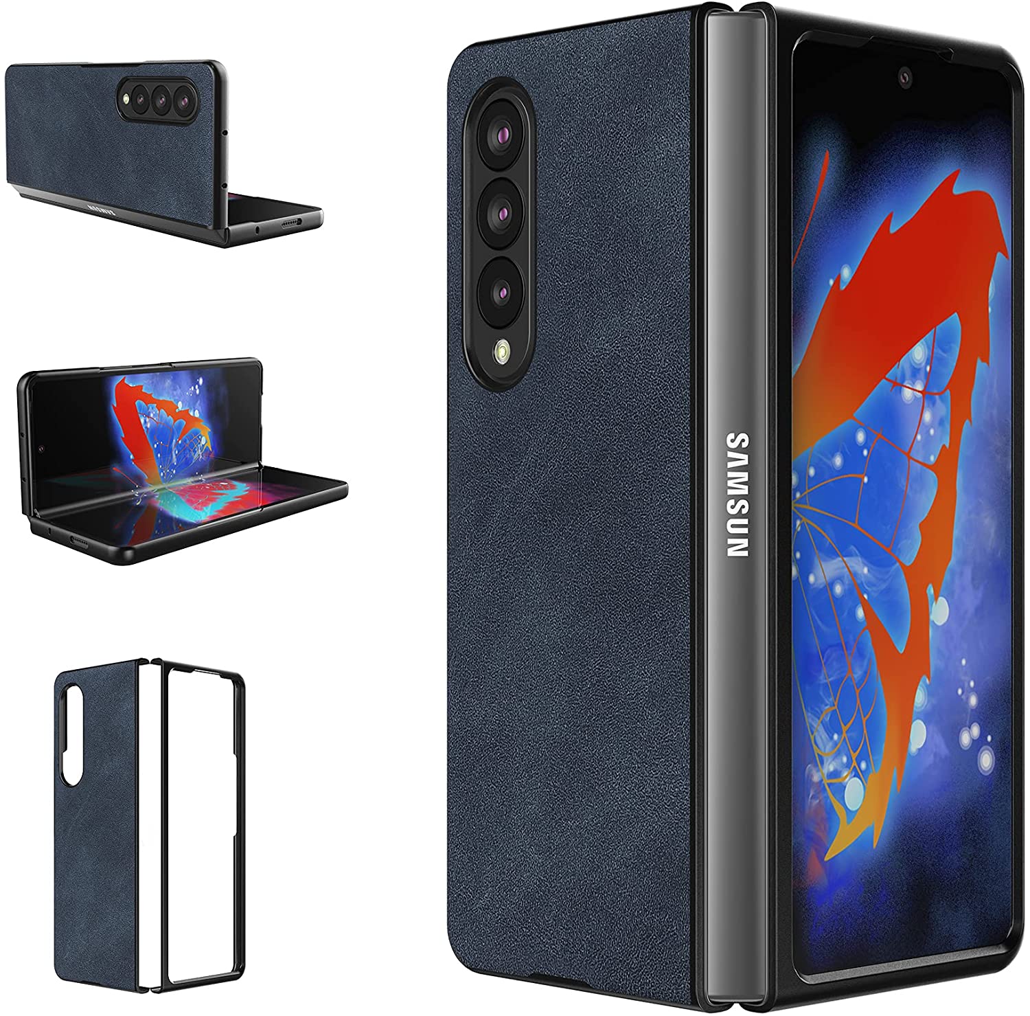 Étui en cuir pour Samsung Galaxy Z Fold 3 5G