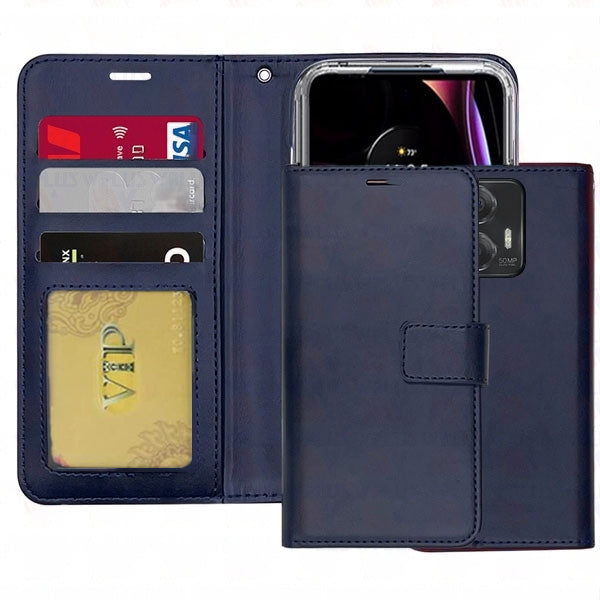 Leather Folio Wallet Case for Motorola Moto Edge (2023)