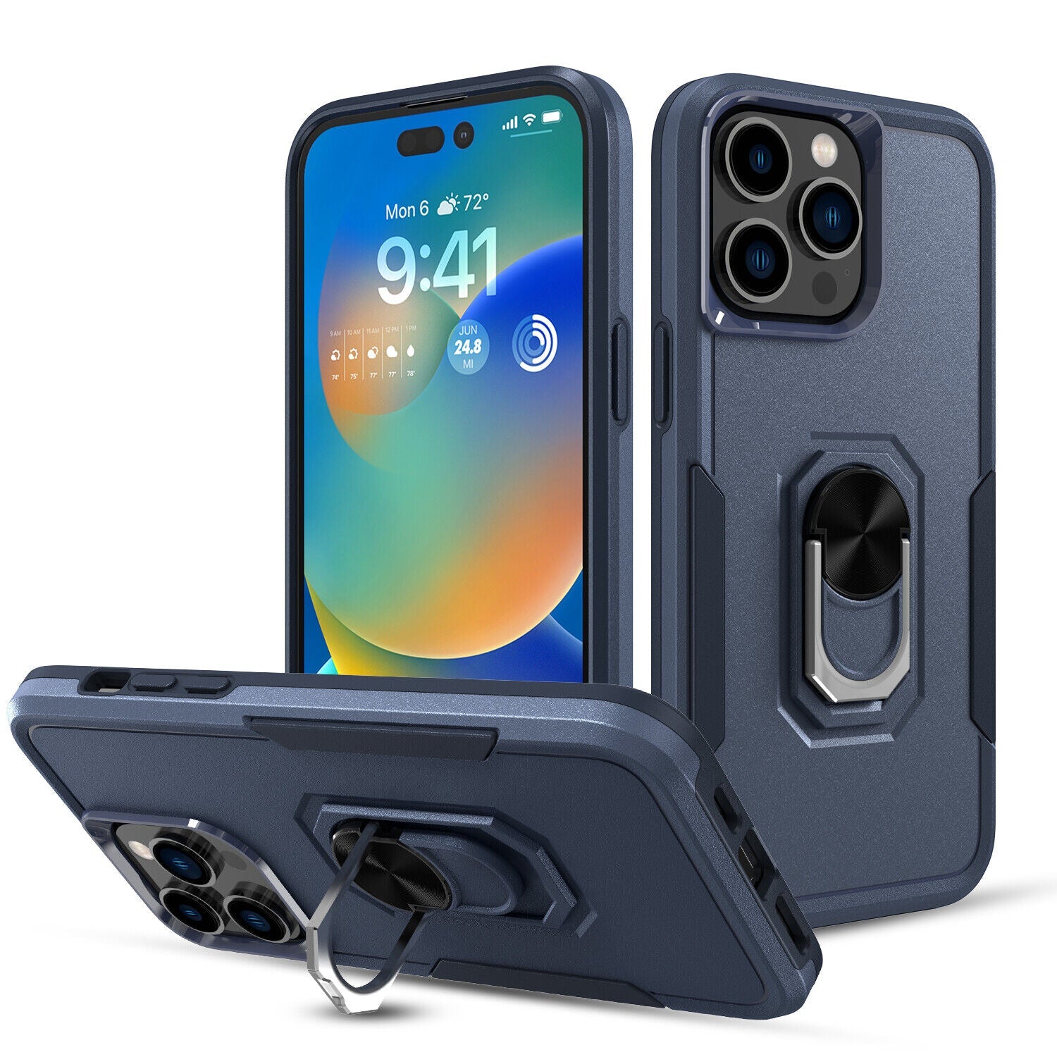 Coque robuste avec anneau pour iPhone 16 Pro Max