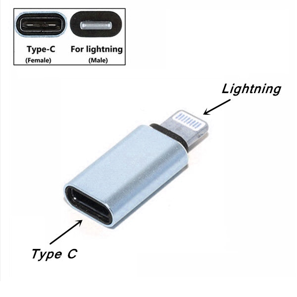 (2 Pack) USB-C Female to Lightning Male Adapter Connector