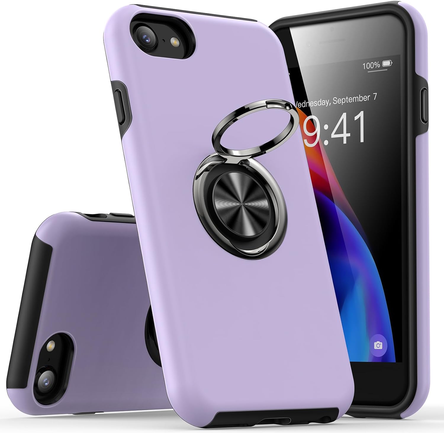 Coque hybride magnétique avec anneau invisible pour iPhone 7/8/SE (2e génération)