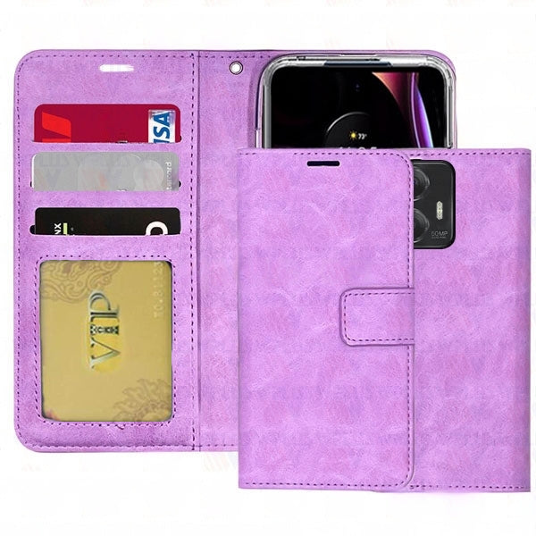 Leather Folio Wallet Case for Motorola Moto Edge (2023)