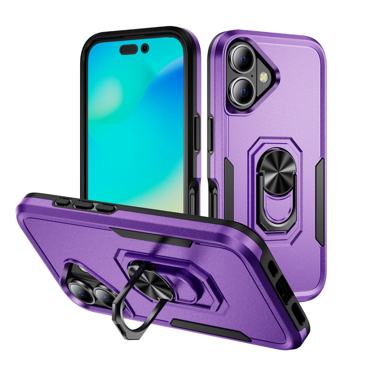 Coque robuste avec anneau pour iPhone 16 Plus