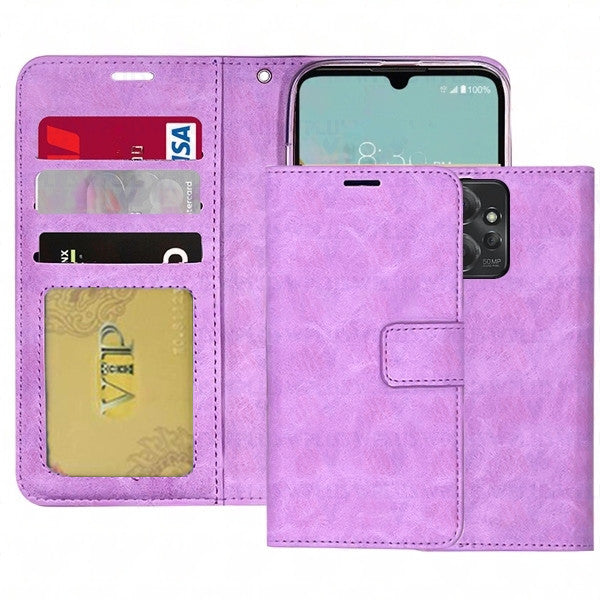 Leather Folio Wallet Case for Motorola Moto G Play (2024)