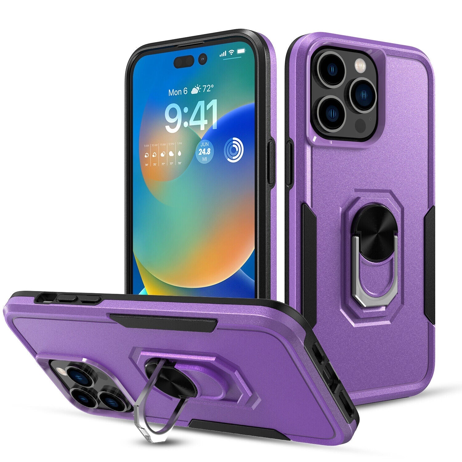 Coque robuste avec anneau pour iPhone 16 Pro Max