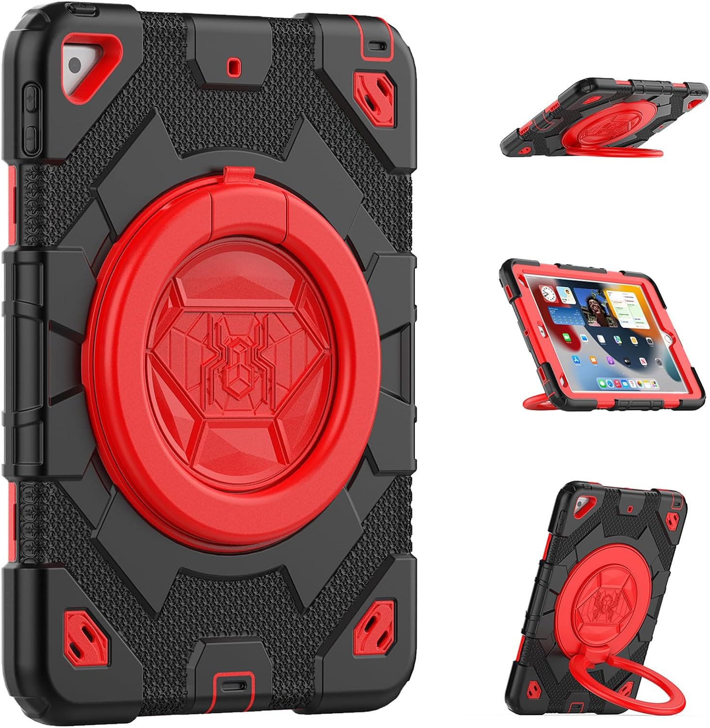 Rugged Defender Ring Kids Case with Strap for iPad 5 6 (5th 6th Gen.) / Air 1 2 (1st 2nd Gen.) / Pro 9.7