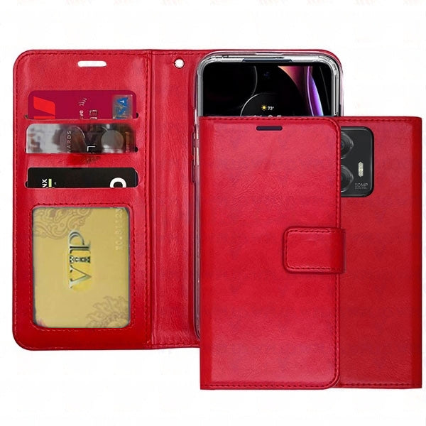 Leather Folio Wallet Case for Motorola Moto Edge (2024)