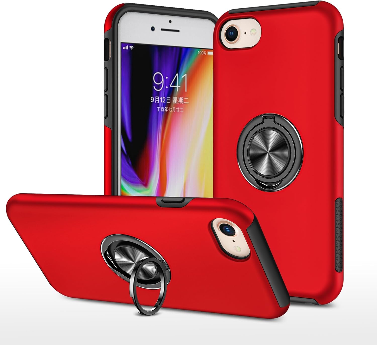 Coque hybride magnétique avec anneau invisible pour iPhone 7/8/SE (2e génération)