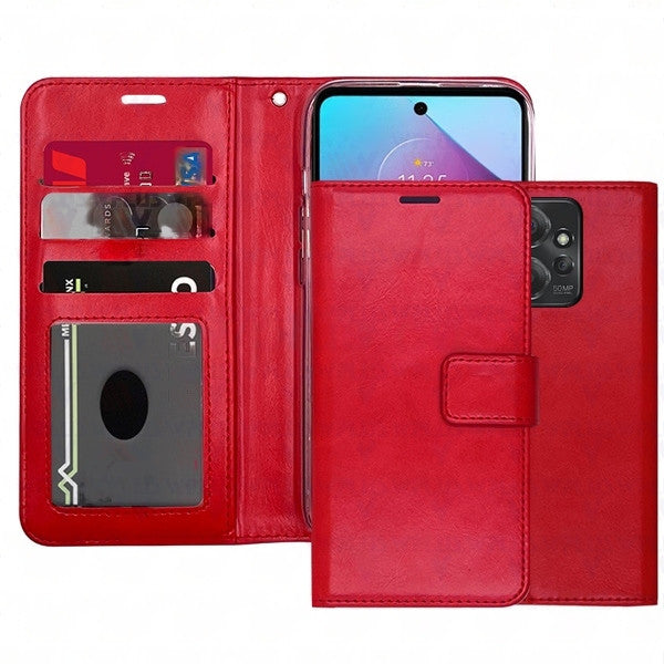 Leather Folio Wallet Case for Motorola Moto G Power 5G (2024)