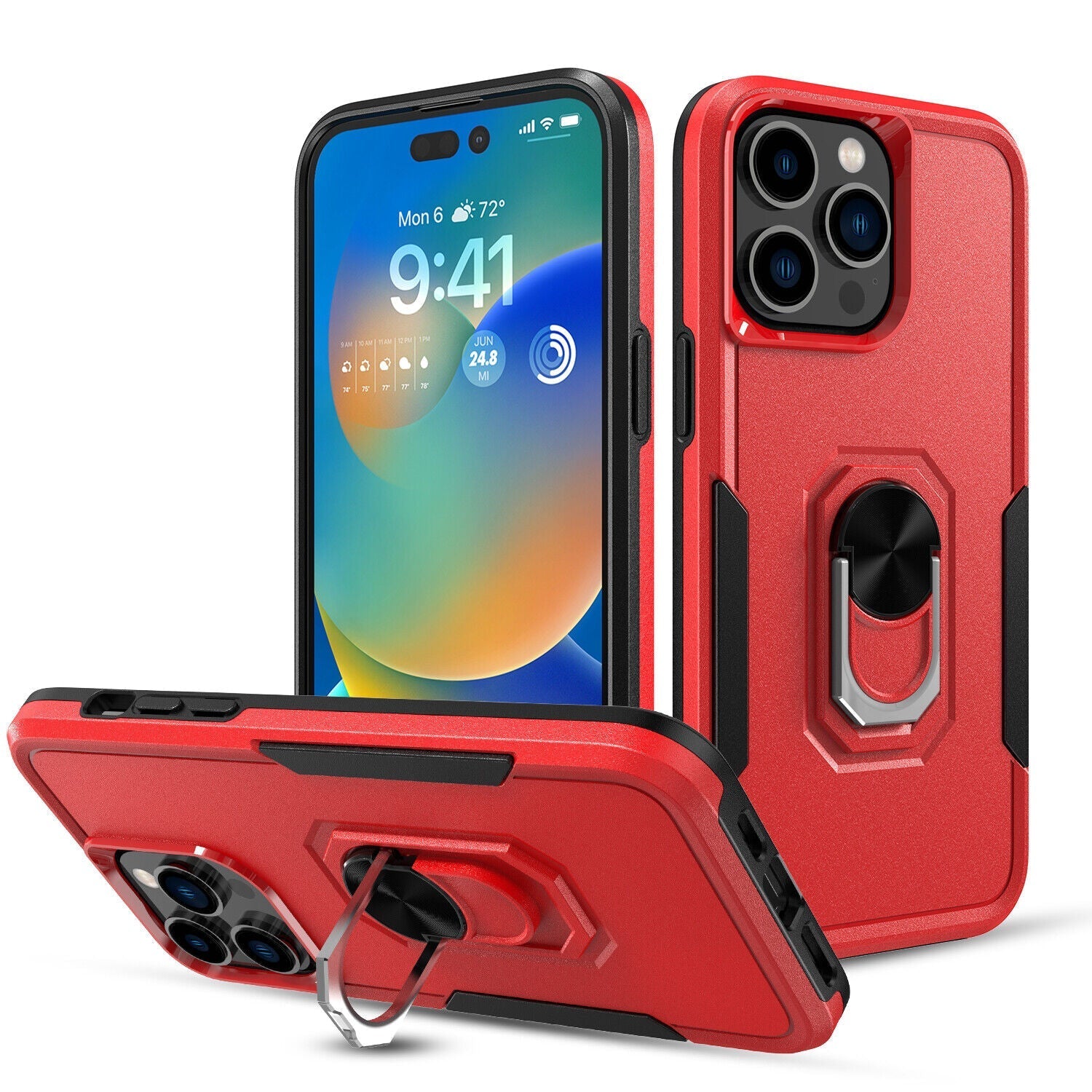 Coque robuste avec anneau pour iPhone 16 Pro Max