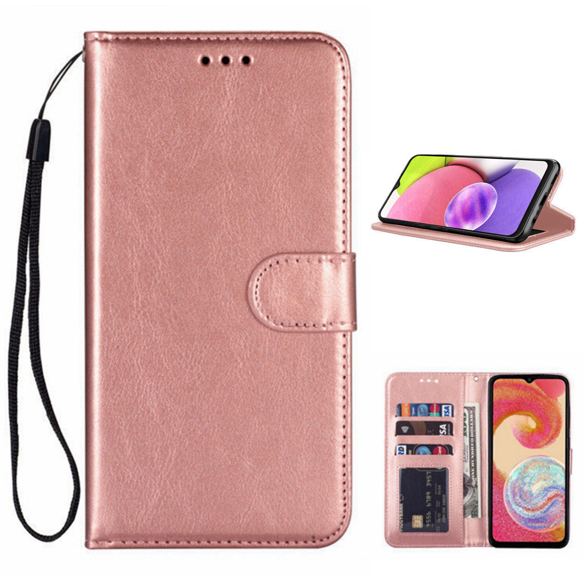 Leather Folio Wallet Case for Samsung Galaxy A04