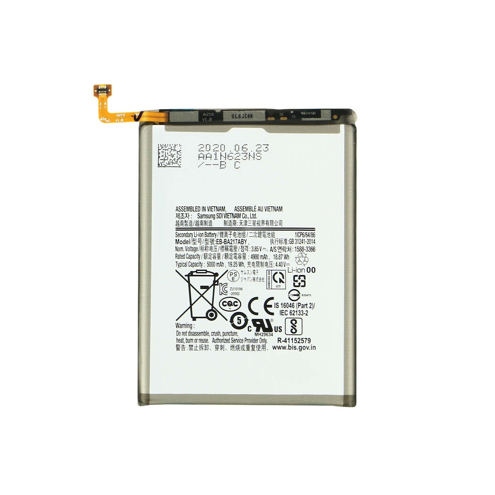 Batterie de remplacement pour Samsung Galaxy A02 / A12 / A13 / A21S / A04S, EB-BA217ABY EB-BA217ABE