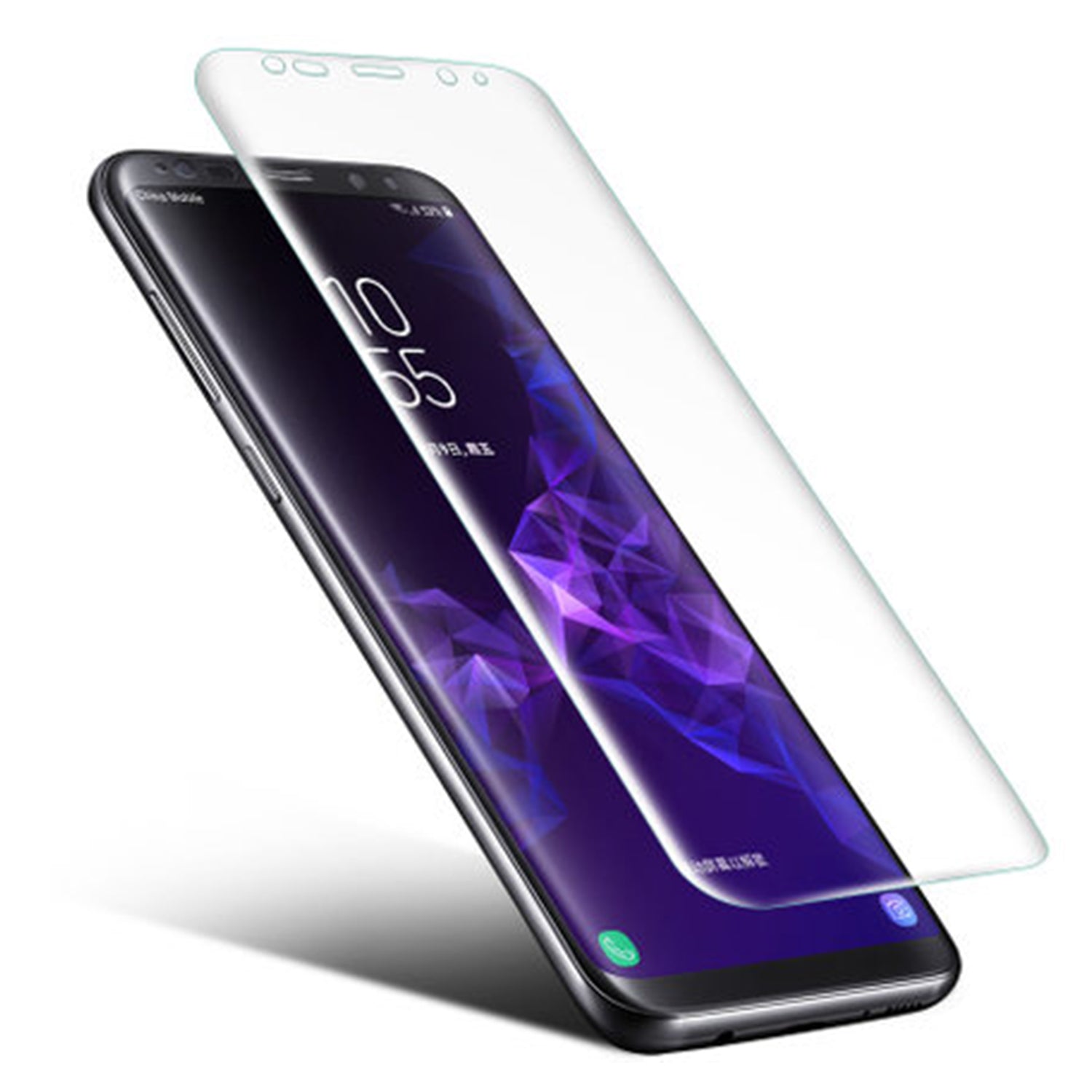 Protecteur d'écran en verre trempé à couverture complète incurvée pour Samsung Galaxy S9 Plus