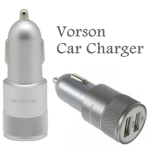 Mini Dual USB Ports Sockets Aluminum Alloy Fast Charging Car Charger Adapter