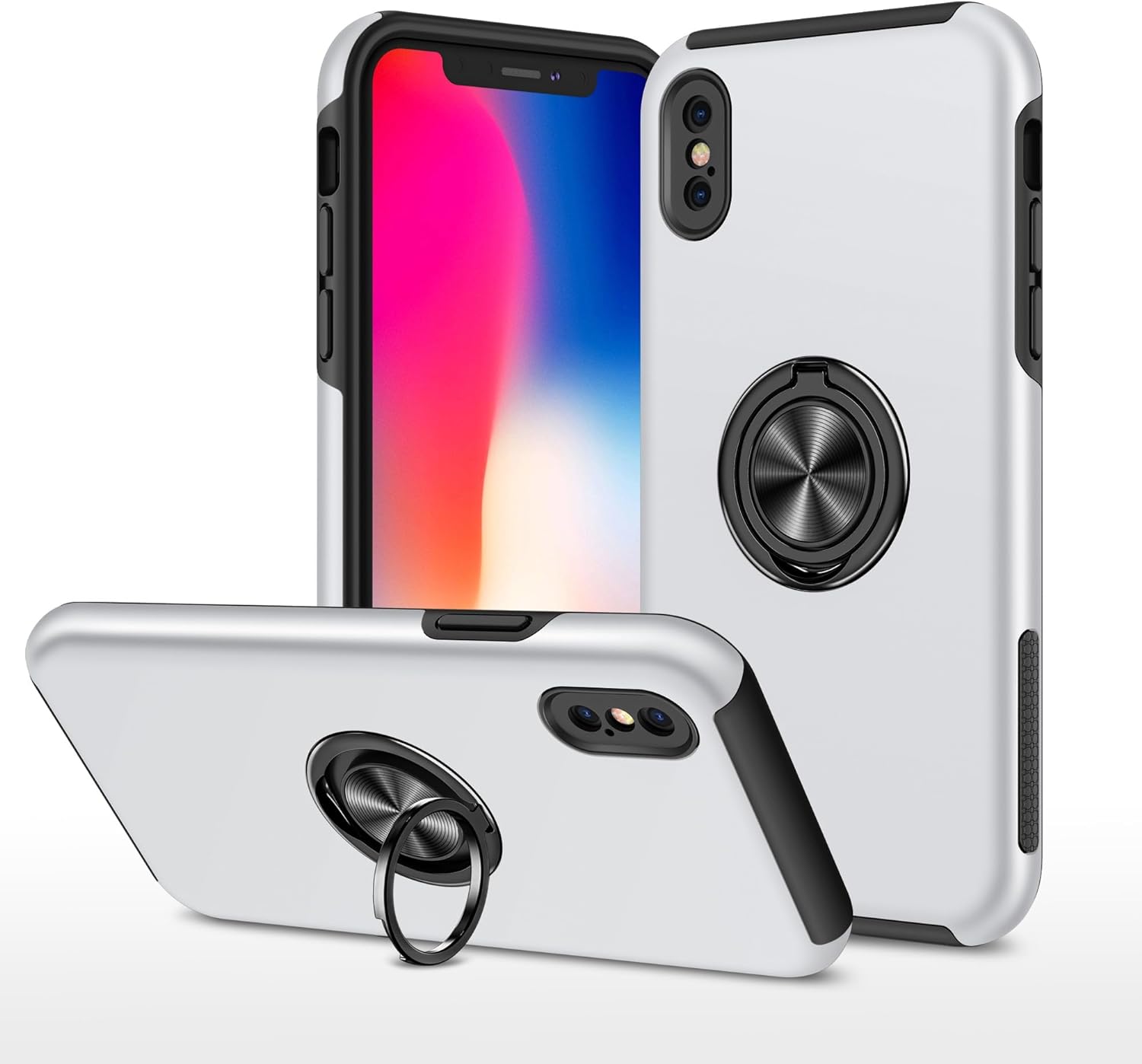 Étui hybride magnétique avec anneau invisible pour iPhone XR