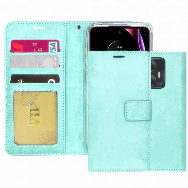 Leather Folio Wallet Case for Motorola Moto Edge (2024)