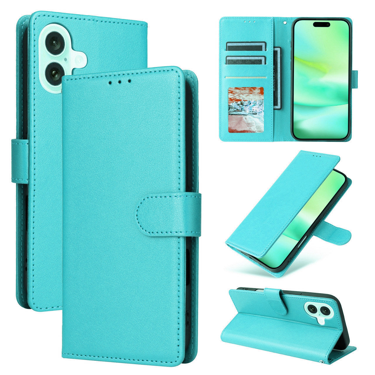 Leather Folio Wallet Case for iPhone 16