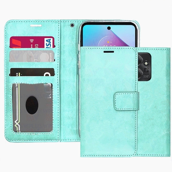 Leather Folio Wallet Case for Motorola Moto G Power 5G (2024)