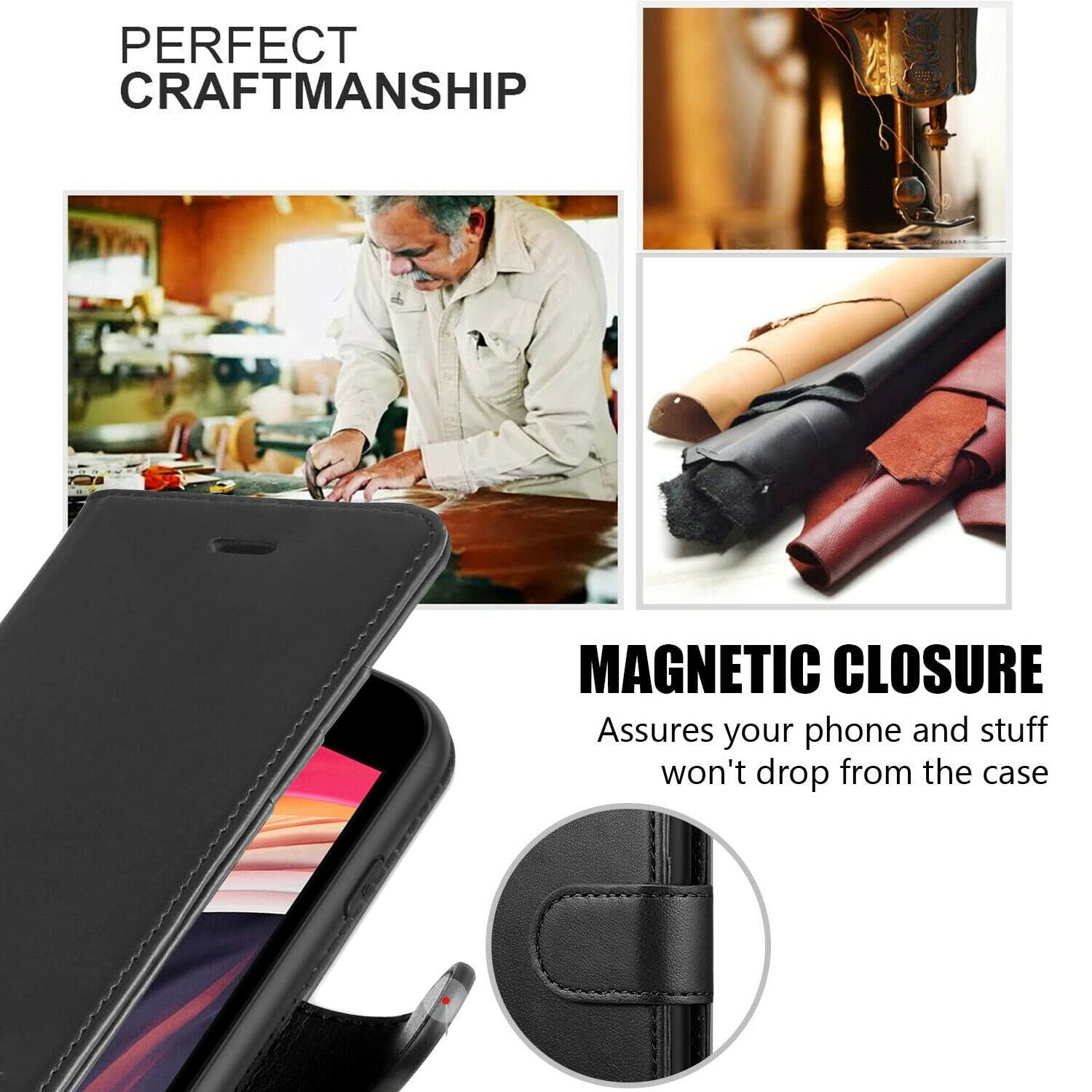 Leather Folio Wallet Case for Samsung Galaxy S24