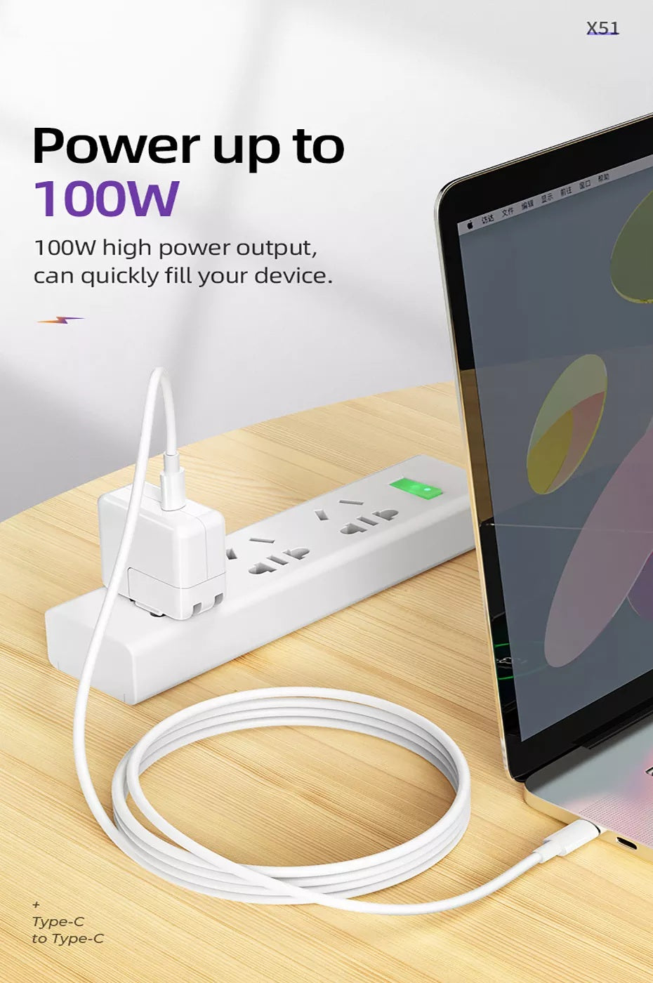 (100W) 5A USB-C to USB-C Fast Charging Data Cable