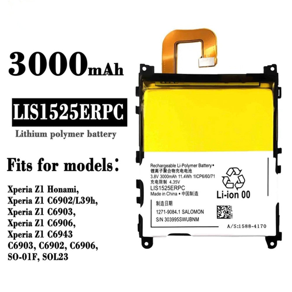 Batterie de remplacement pour Sony Xperia Z1 (C6902 C6903 C6906), LIS1525ERPC