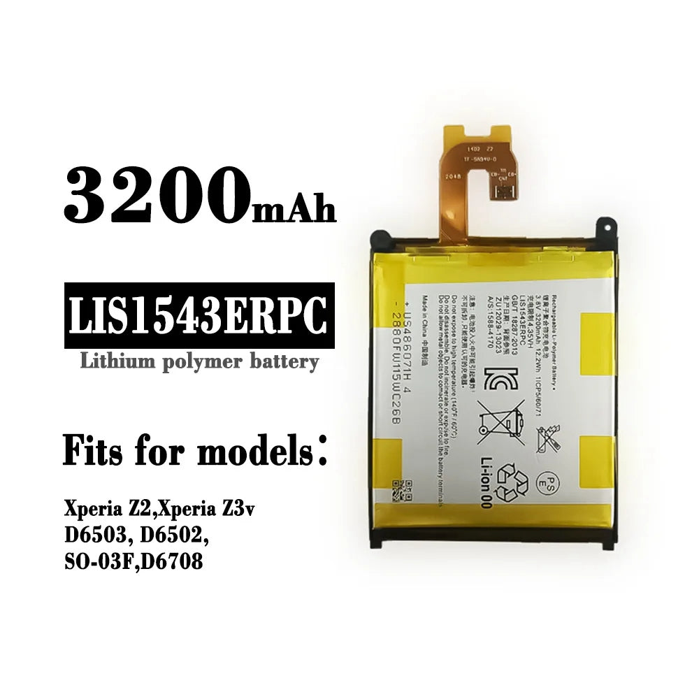 Replacement Battery for Sony Xperia Z2 (D6502 D6503 D6543), LIS1543ERPC