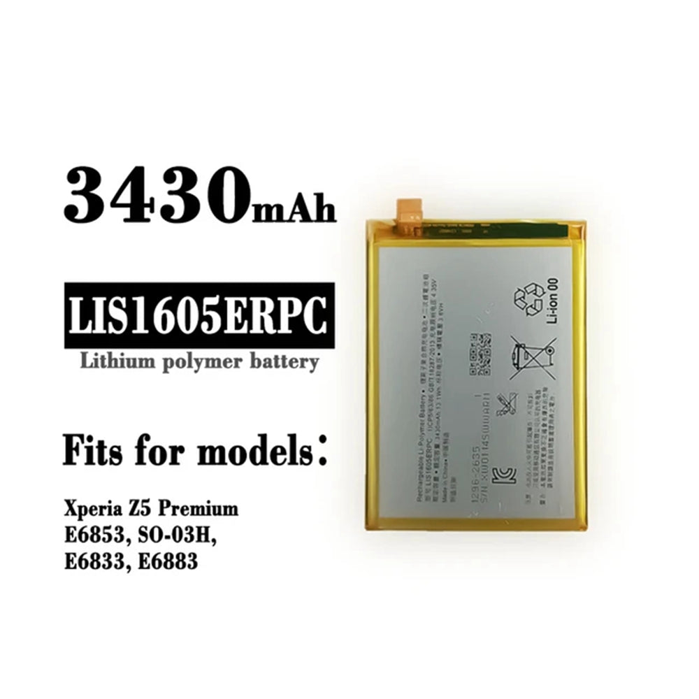 Replacement Battery for Sony Xperia Z5 Premium (E6853 E6833), LIS1605ERPC