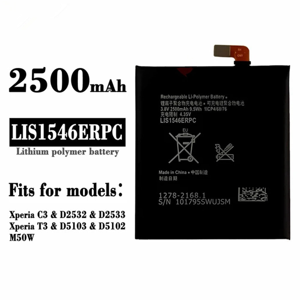 Batterie de remplacement pour Sony Xperia T3/C3, LIS1546ERPC