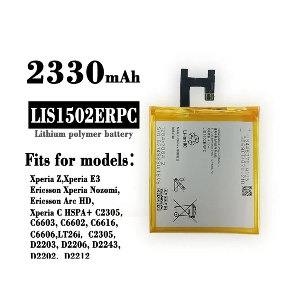 Replacement Battery for Sony Xperia Z LT36 / E3 (C6602 C6603), LIS1502ERPC