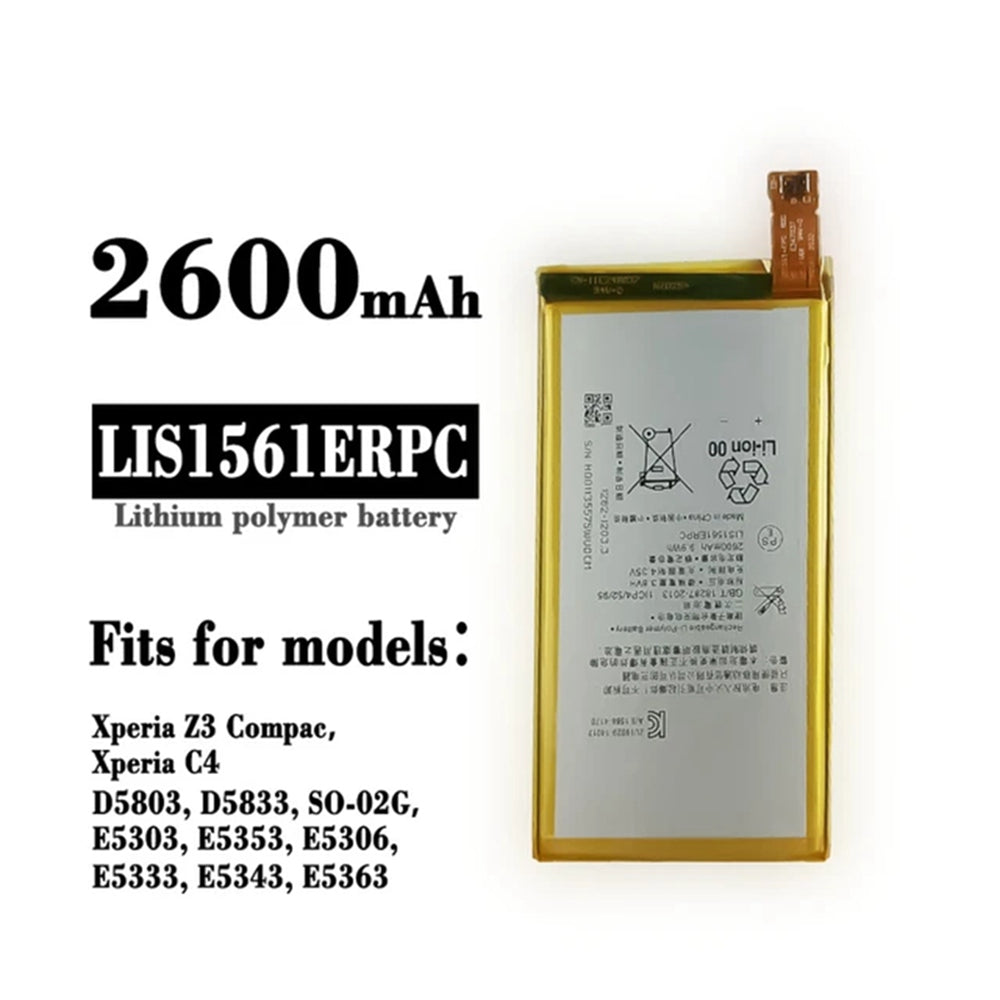 Batterie de remplacement pour Sony Xperia Z3 Compact/C4 (D5833), LIS1561ERPC