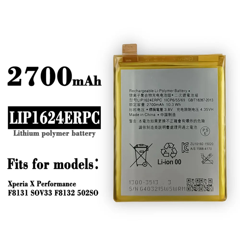 Batterie de remplacement pour Sony Xperia X Performance (F8131 F8132), LIP1624ERPC