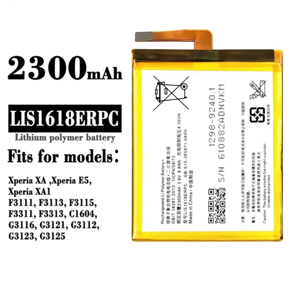 Batterie de remplacement pour Sony Xperia XA / XA1 / E5 (F3111 F3311), LIP1618ERPC