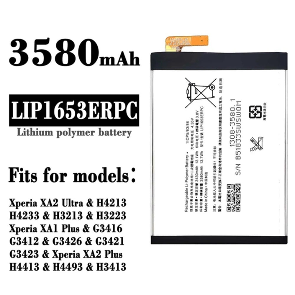 Batterie de remplacement pour Sony Xperia XA2 Ultra (H3213 H4233 G3421 G3412), LIP1653ERPC