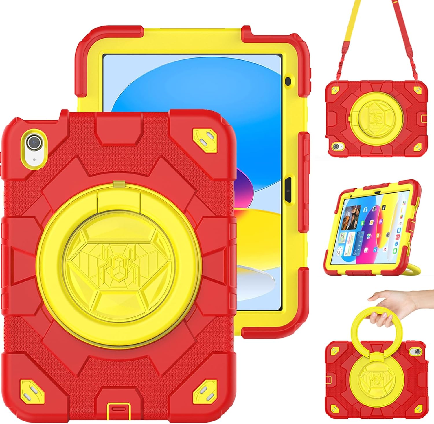 Rugged Defender Ring Kids Case with Strap for iPad 10 (10th Gen.) 10.9