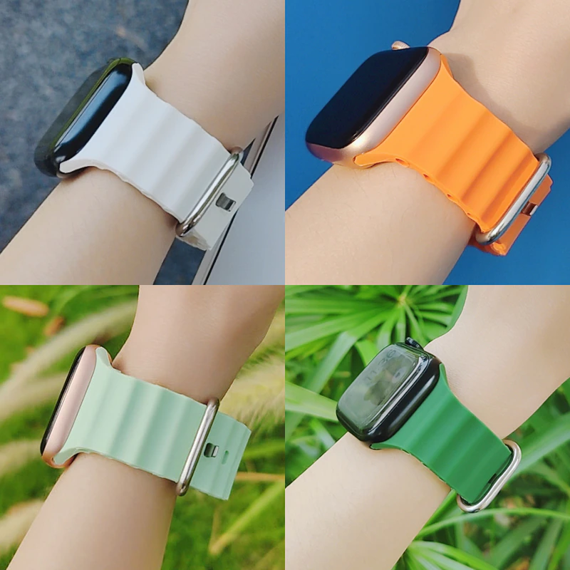 Bracelet de rechange en silicone style océan pour Apple Watch iWatch