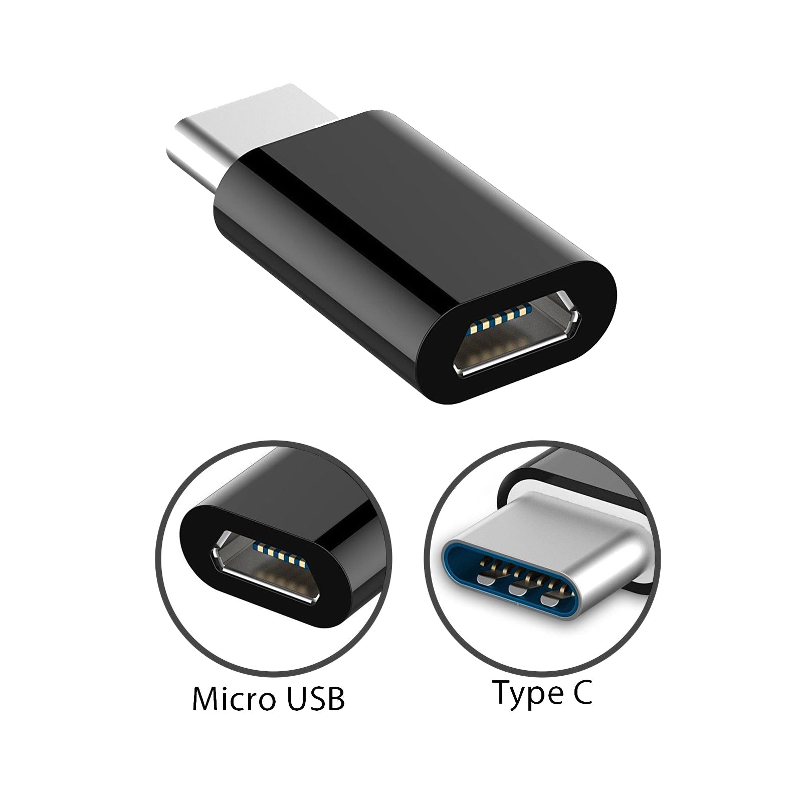 (2 Pack) Micro USB Female to USB-C Male Adapter Connector