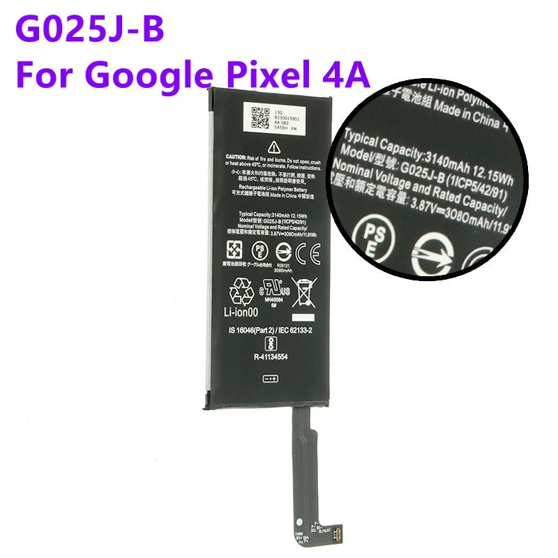 Batterie de remplacement pour Google Pixel 4a 4G / 5G, G025J-B