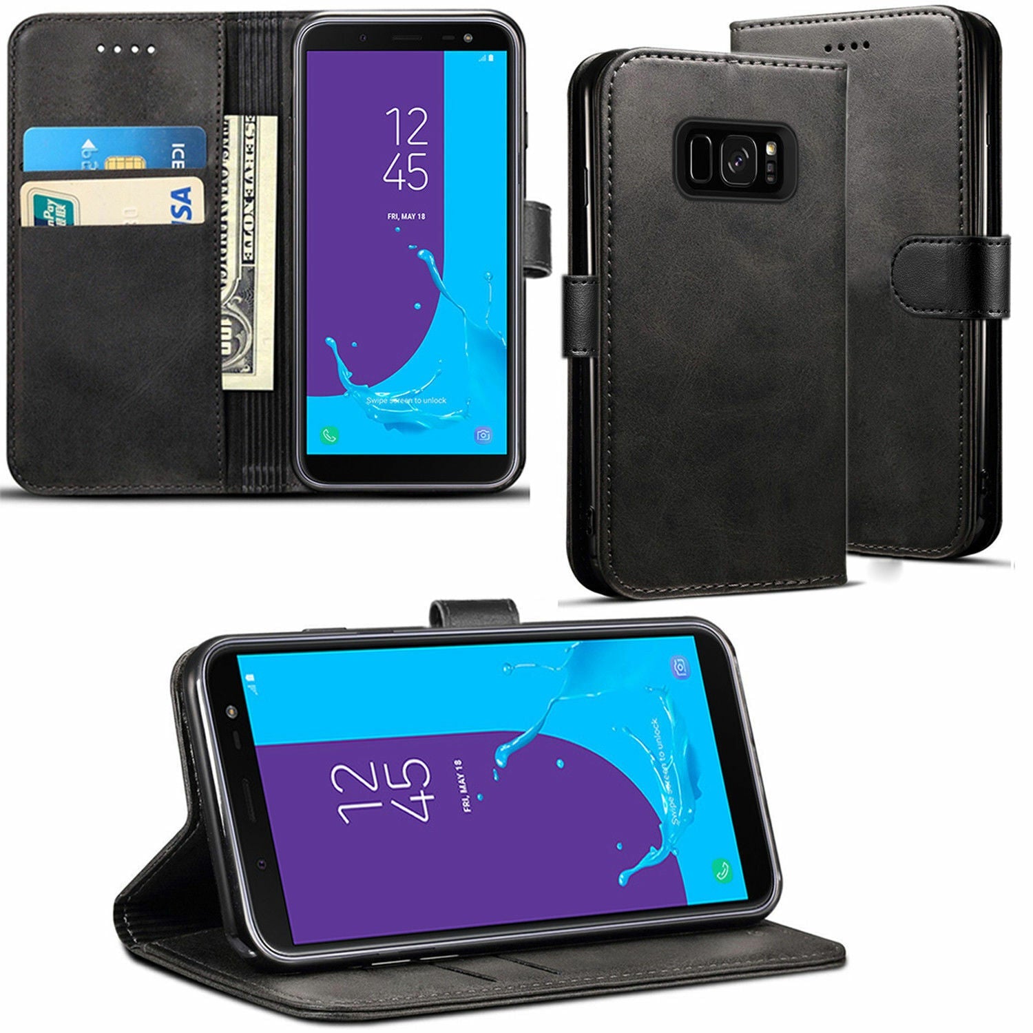 Leather Folio Wallet Case for Samsung Galaxy S8 Plus