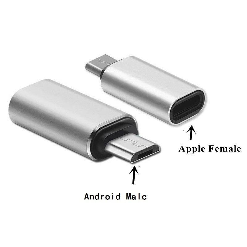 (2 Pack) Lightning Female to Micro USB Male Adapter Connector