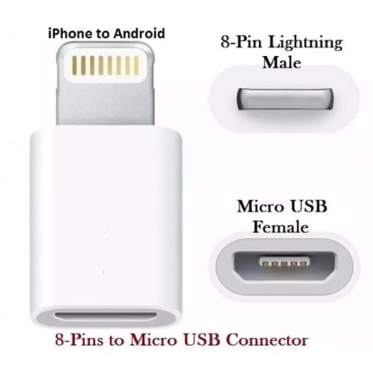 (2 Pack) Micro USB Female to Lightning Male Adapter Connector