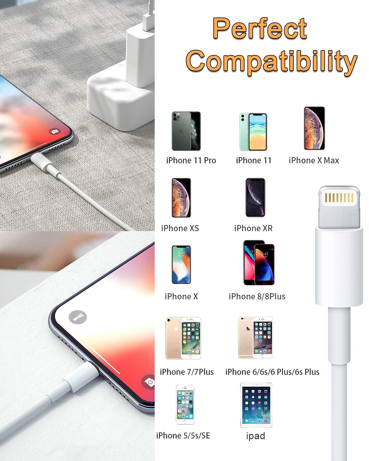 USB-A to Lightning Data Charging Cord Cable