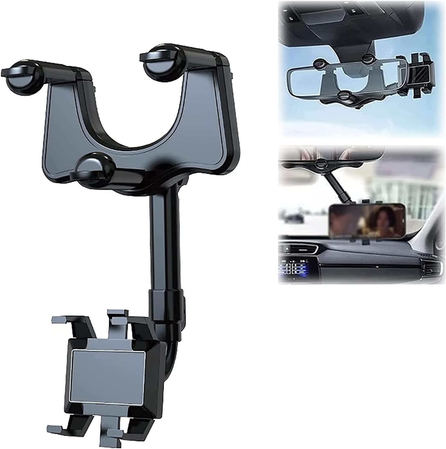 Rotatable & Retractable Car Rearview Mirror Mount Car Cell Phone Holder