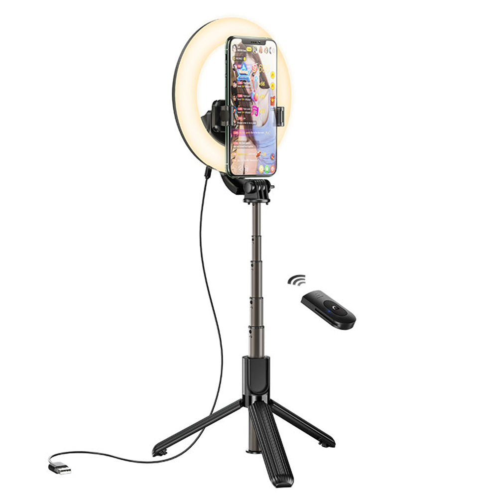 Wireless Tripod Selfie Stick Phone Holder Stand with Ring Light & Remote Control