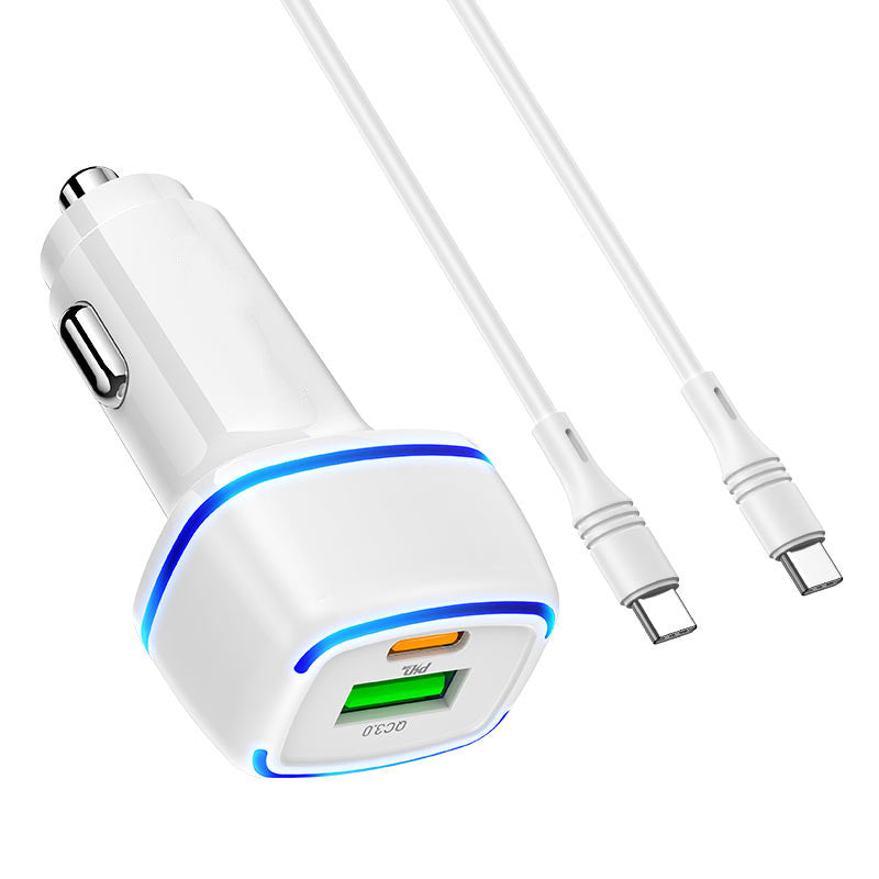 (20W) Fast Car Charger with Dual USB Ports & USB-C to USB-C Cable