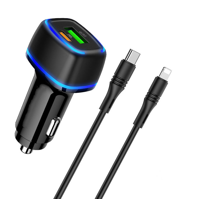 (20W) Fast Car Charger with Dual USB Ports & USB-C to Lightning Cable