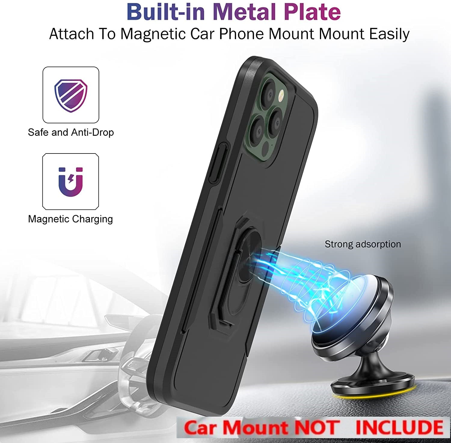 Coque robuste avec anneau pour iPhone 16 Pro