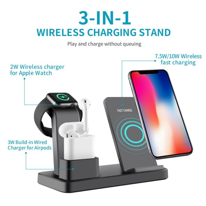 3 in 1 Magnetic Wireless Charger Dock Stand Station