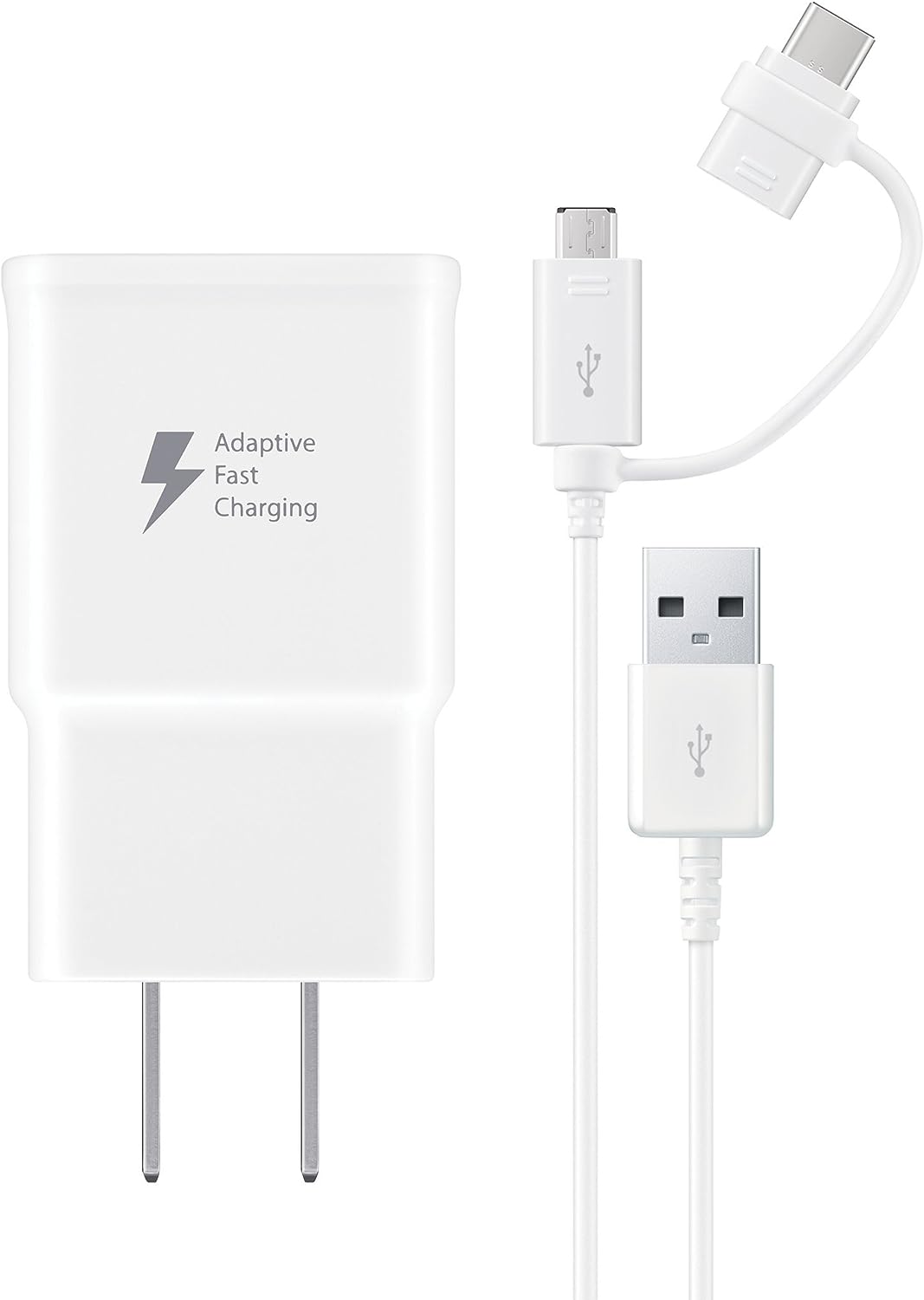 Adaptateur secteur USB à charge rapide, chargeur mural et câble Micro USB/USB-C (1 m) pour téléphones Samsung Motorola Google